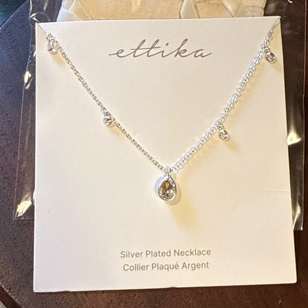Ettika Dripping In Crystals Drop Necklace Elegant Dainty Layering Jewelry - NIB